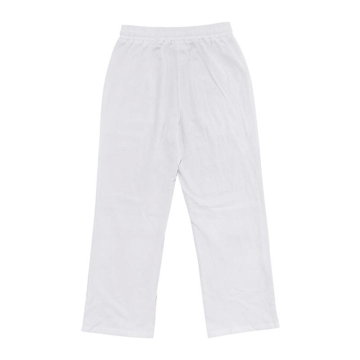 Pantalon décontracté en coton uni avec poches et boutons pour homme Motif Buddha Stones - image 3