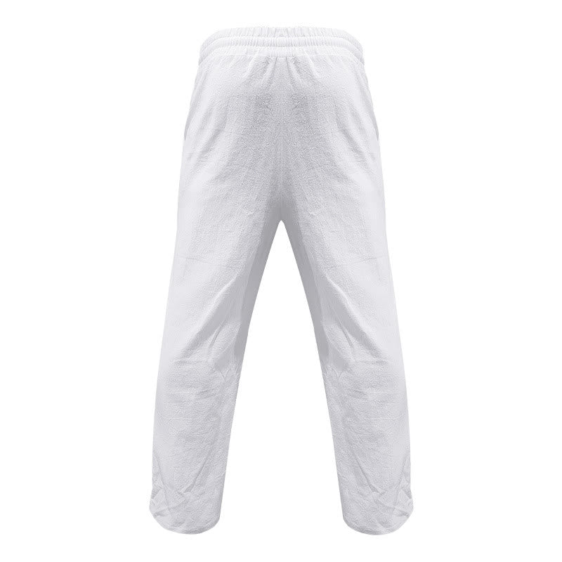 Pantalon décontracté en coton uni avec poches et boutons pour homme Motif Buddha Stones - image 7