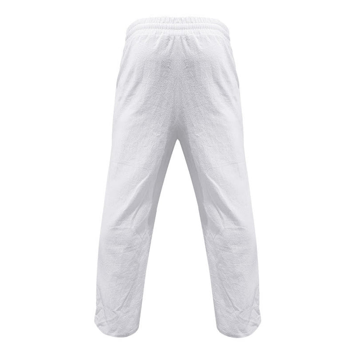 Pantalon décontracté en coton uni avec poches et boutons pour homme Motif Buddha Stones - image 7
