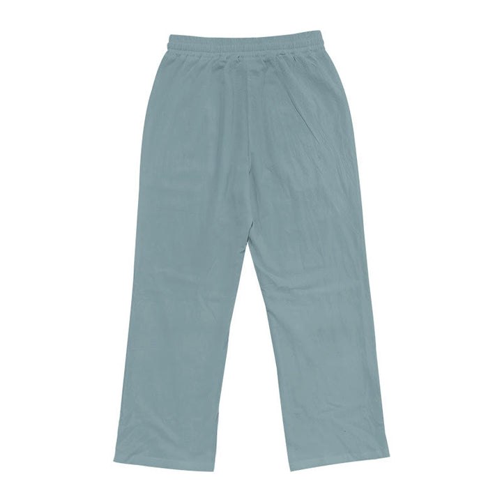 Pantalon décontracté en coton uni avec poches et boutons pour homme Motif Buddha Stones - image 19