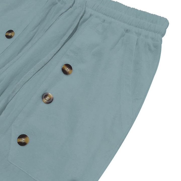 Pantalon décontracté en coton uni avec poches et boutons pour homme Motif Buddha Stones - image 12