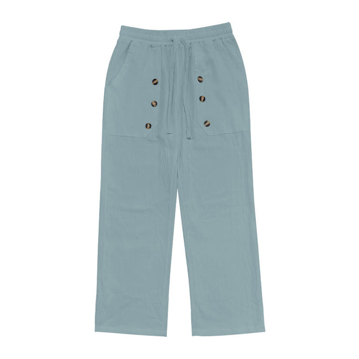 Pantalon décontracté en coton uni avec poches et boutons pour homme Motif Buddha Stones - image 18