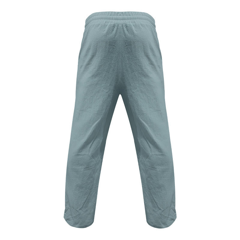 Pantalon décontracté en coton uni avec poches et boutons pour homme Motif Buddha Stones - image 11