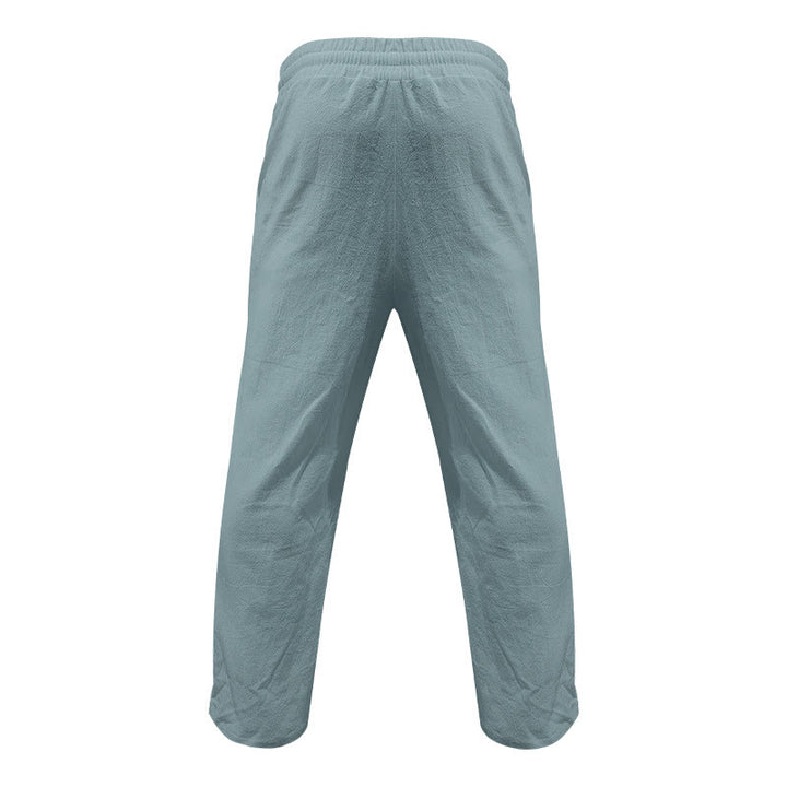 Pantalon décontracté en coton uni avec poches et boutons pour homme Motif Buddha Stones - image 11