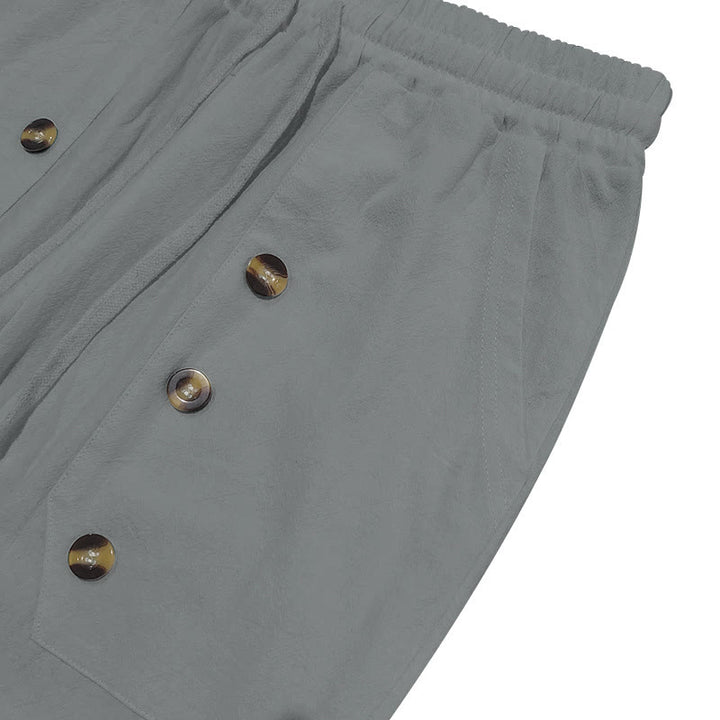 Pantalon décontracté en coton uni avec poches et boutons pour homme Motif Buddha Stones - image 16