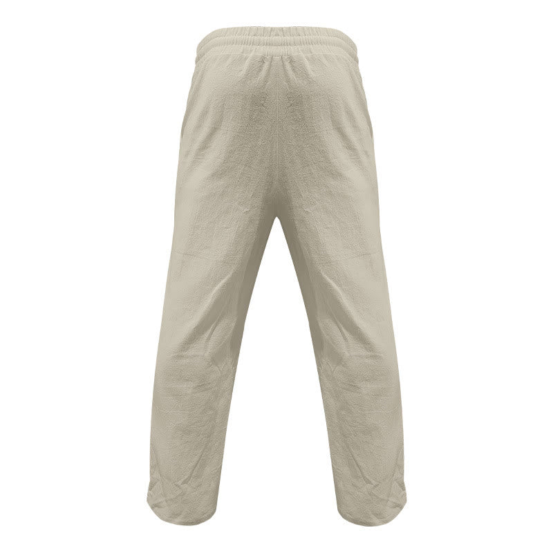 Pantalon décontracté en coton uni avec poches et boutons pour homme Motif Buddha Stones - image 39