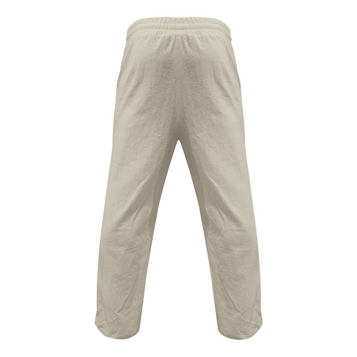 Pantalon décontracté en coton uni avec poches et boutons pour homme Motif Buddha Stones - image 19