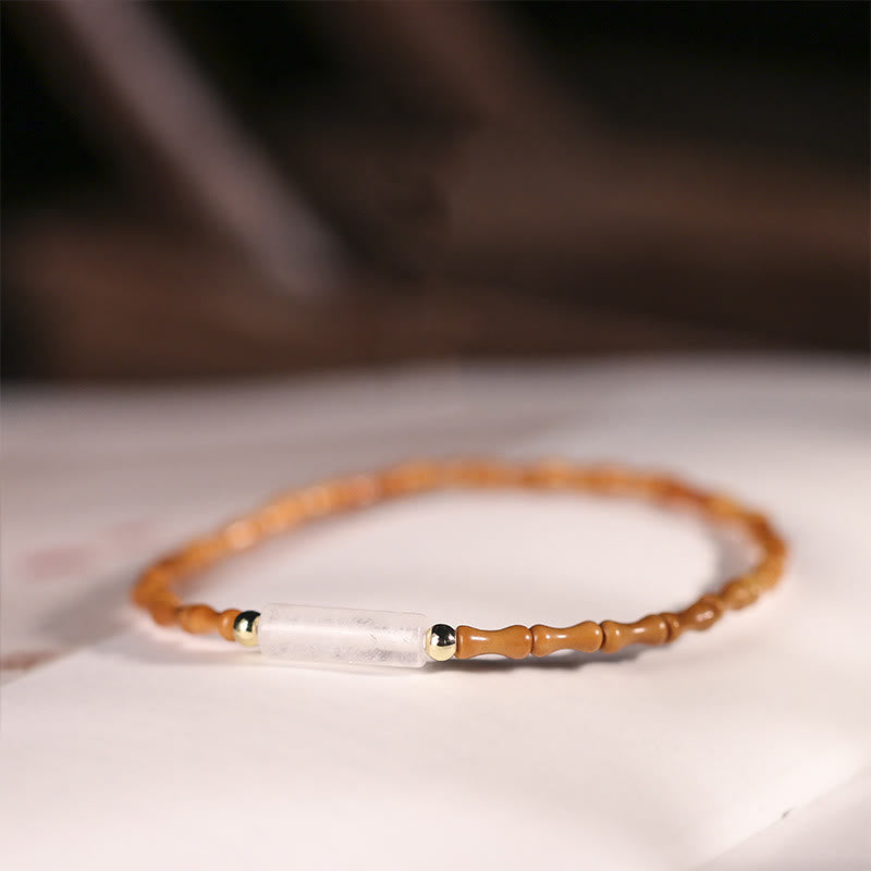 Bracelet de paix ultra-fin en noyaux d'olive Buddha Stones - Noyau d'olive et cristal blanc (tour de poignet : 14-16 cm) - image 19