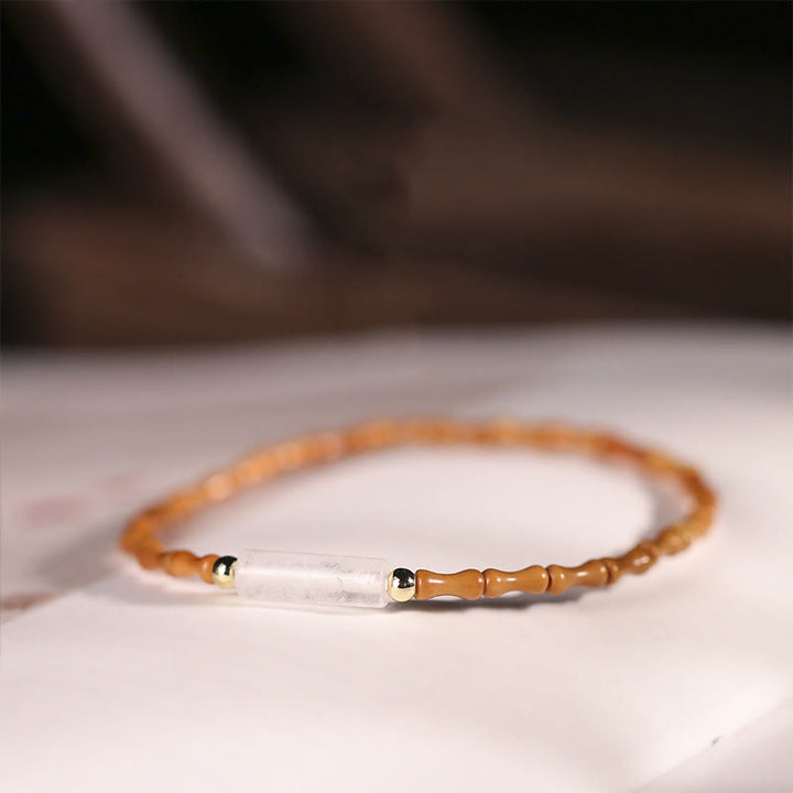 Bracelet de paix ultra-fin en noyaux d'olive Buddha Stones - Noyau d'olive et cristal blanc (tour de poignet : 14-16 cm) - image 19