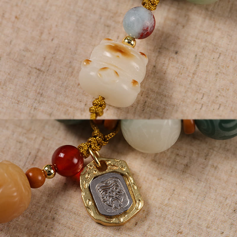 Bracelet de paix sculpté Zakiram en Buddha Stones dégradées Bodhi Seed Om Mani Padme Hum - image 15