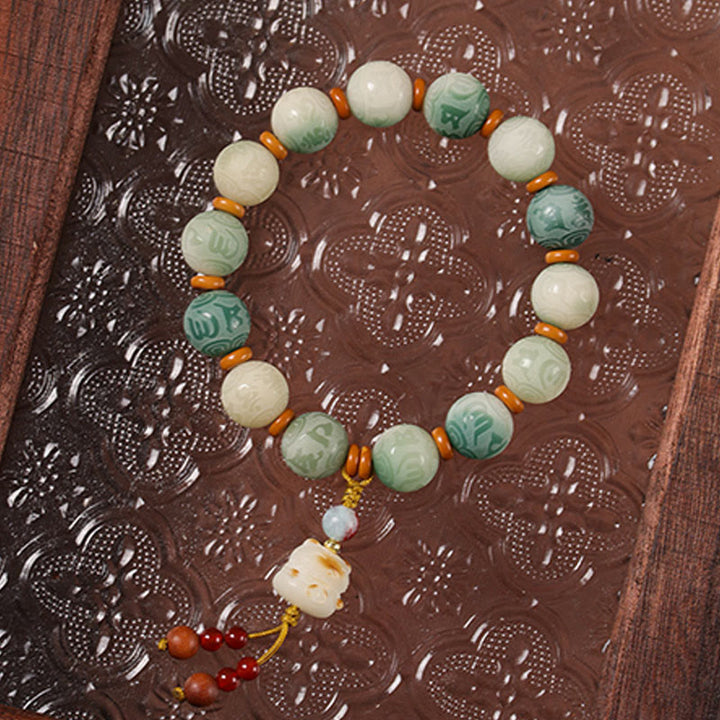 Bracelet de paix sculpté Zakiram en Buddha Stones dégradées Bodhi Seed Om Mani Padme Hum - image 7