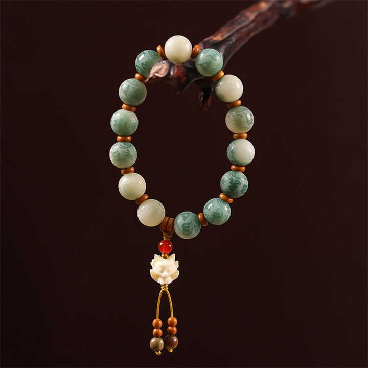 Bracelet de paix sculpté Zakiram en Buddha Stones dégradées Bodhi Seed Om Mani Padme Hum - image 12