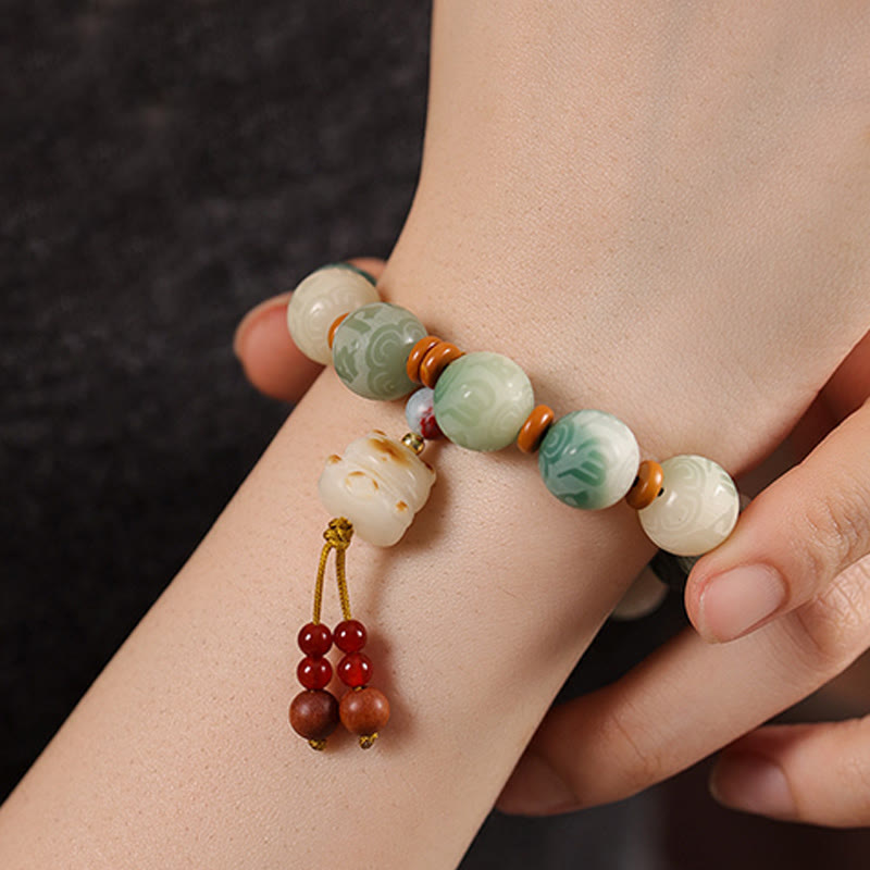Bracelet de paix sculpté Zakiram en Buddha Stones dégradées Bodhi Seed Om Mani Padme Hum - image 8