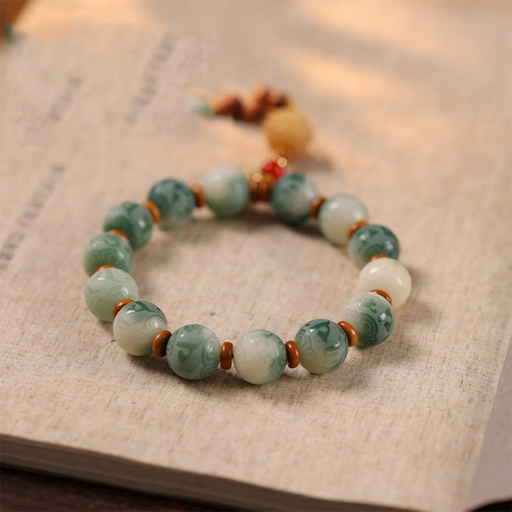 Bracelet de paix sculpté Zakiram en Buddha Stones dégradées Bodhi Seed Om Mani Padme Hum - image 3