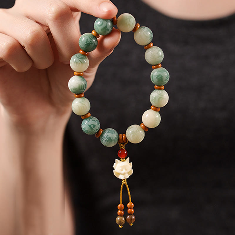 Bracelet de paix sculpté Zakiram en Buddha Stones dégradées Bodhi Seed Om Mani Padme Hum - image 13