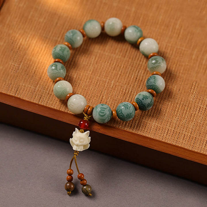 Bracelet de paix sculpté Zakiram en Buddha Stones dégradées Bodhi Seed Om Mani Padme Hum - image 11