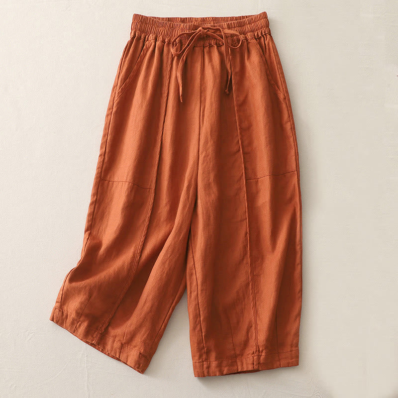Pantalon décontracté uni à jambes larges et poches pour femme, en polyester, longueur 7-8, motif Buddha Stones, couleur unie, patchwork - Brique réfractaire - US8-10，UK/AU12-14，EU40-42 (2XL) - image 12