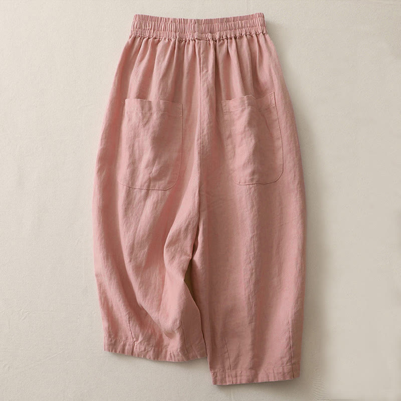 Pantalon décontracté uni à jambes larges et poches pour femme, en polyester, longueur 7-8, motif Buddha Stones, couleur unie, patchwork - image 5