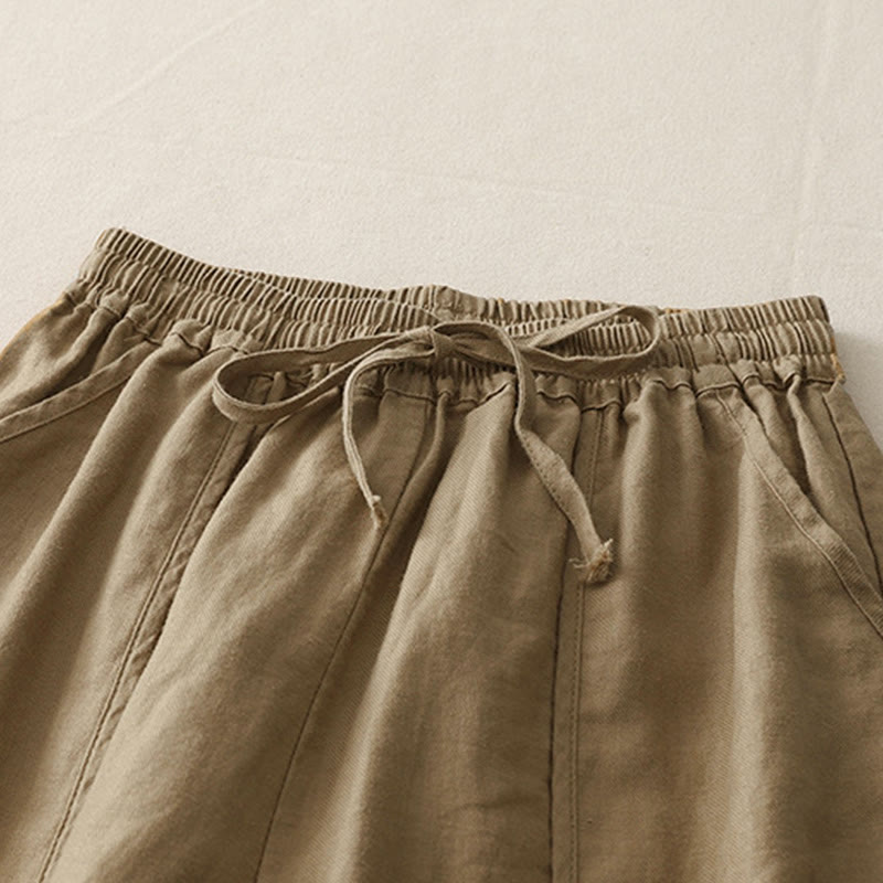 Pantalon décontracté uni à jambes larges et poches pour femme, en polyester, longueur 7-8, motif Buddha Stones, couleur unie, patchwork - image 3