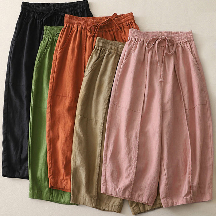 Pantalon décontracté uni à jambes larges et poches pour femme, en polyester, longueur 7-8, motif Buddha Stones, couleur unie, patchwork - image 18