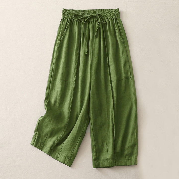 Pantalon décontracté uni à jambes larges et poches pour femme, en polyester, longueur 7-8, motif Buddha Stones, couleur unie, patchwork - Vert foncé - US8-10，UK/AU12-14，EU40-42 (2XL) - image 15