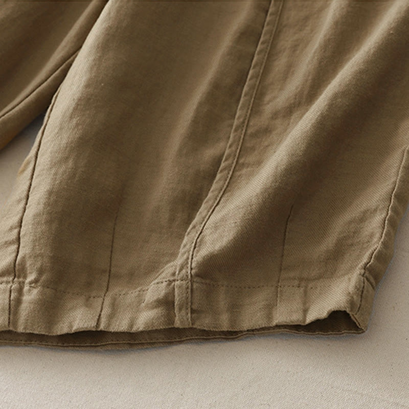 Pantalon décontracté uni à jambes larges et poches pour femme, en polyester, longueur 7-8, motif Buddha Stones, couleur unie, patchwork - image 2