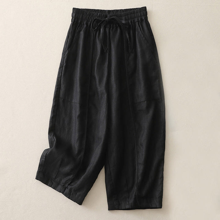Pantalon décontracté uni à jambes larges et poches pour femme, en polyester, longueur 7-8, motif Buddha Stones, couleur unie, patchwork - Noir - US8-10，UK/AU12-14，EU40-42 (2XL) - image 19
