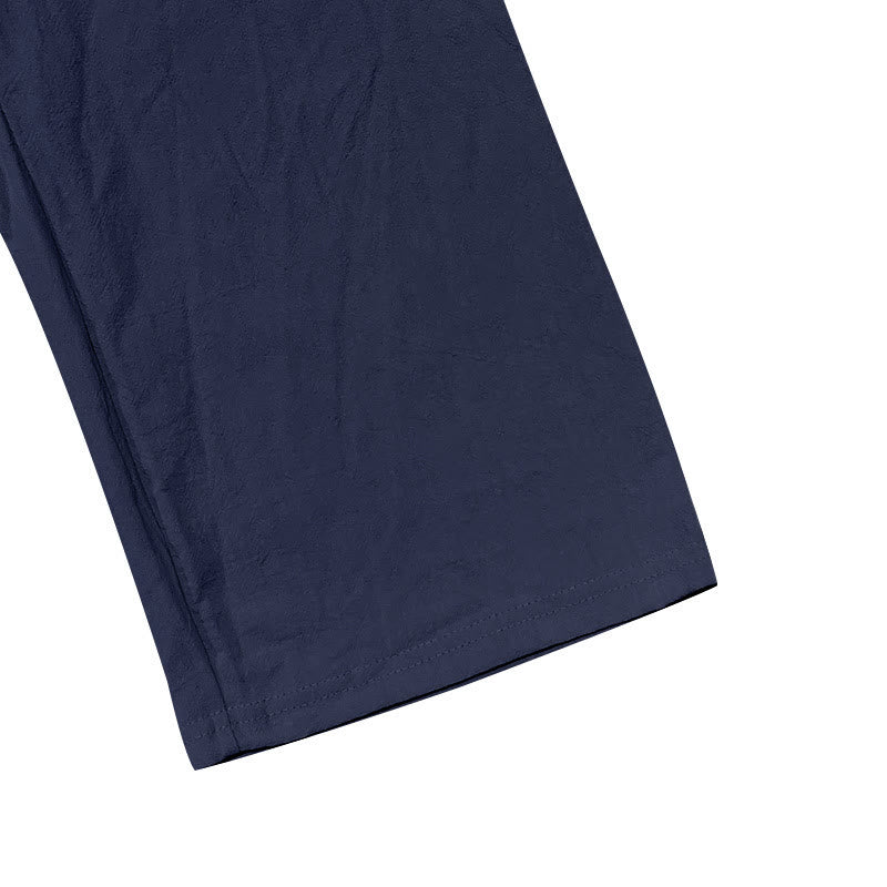 Pantalon en coton pour homme avec poches et boutons de couleur unie et cordon de serrage - image 5