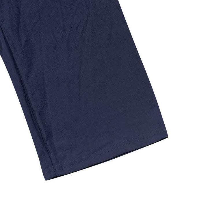 Pantalon en coton pour homme avec poches et boutons de couleur unie et cordon de serrage - image 5