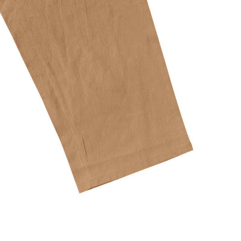 Pantalon en coton pour homme avec poches et boutons de couleur unie et cordon de serrage - image 32