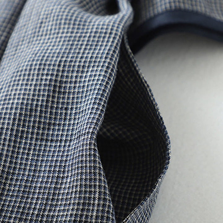 Robe midi bleu nuit en coton et lin à manches mi-longues et lacets Buddha Stones Commute avec poches - image 9