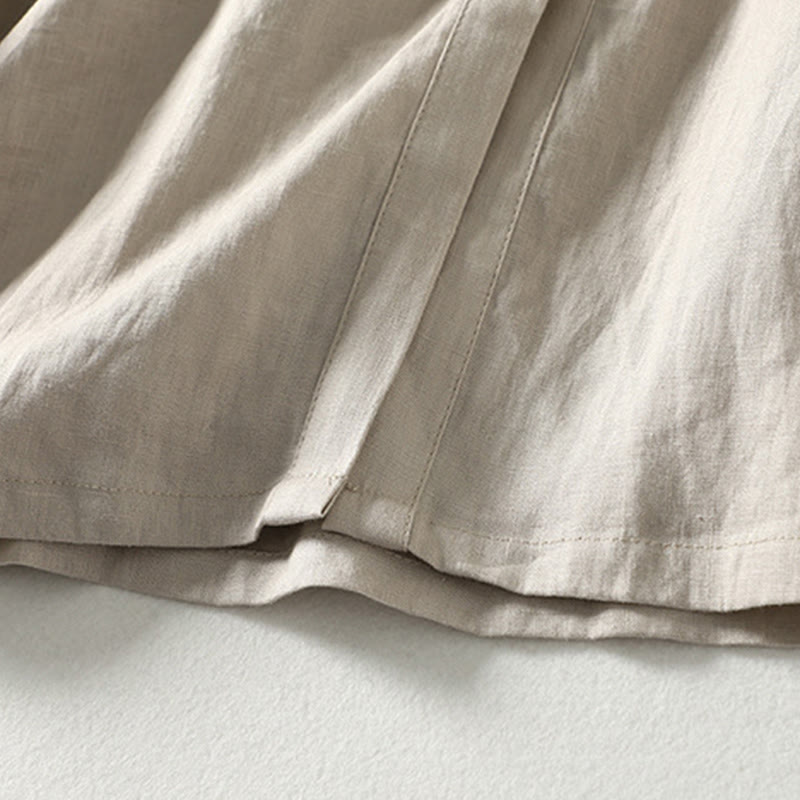 Manteau à manches longues en coton et lin pour femme, avec poches et boutons en Buddha Stones - image 11