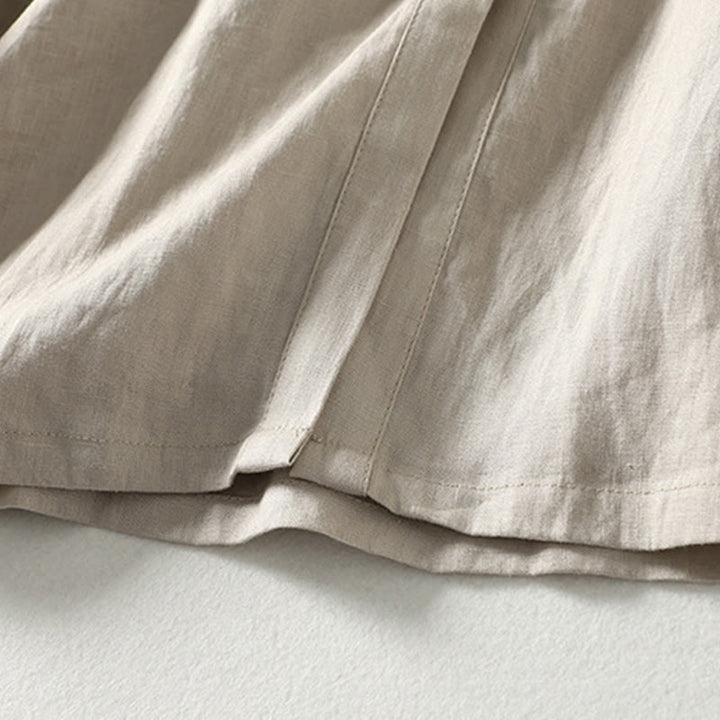 Manteau à manches longues en coton et lin pour femme, avec poches et boutons en Buddha Stones - image 11