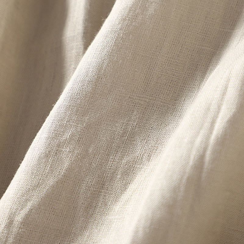 Manteau à manches longues en coton et lin pour femme, avec poches et boutons en Buddha Stones - image 7