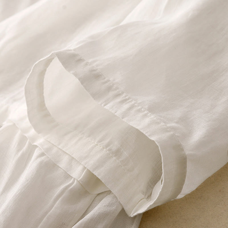 Chemise femme en coton à manches trois-quarts et boutons brodés sur le devant, motif Buddha Stones  - image 11