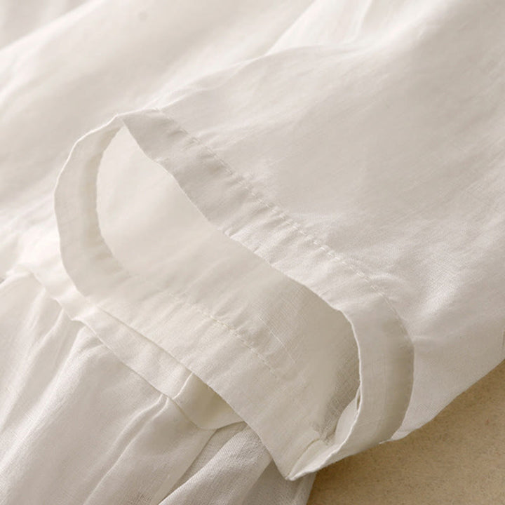 Chemise femme en coton à manches trois-quarts et boutons brodés sur le devant, motif Buddha Stones  - image 11