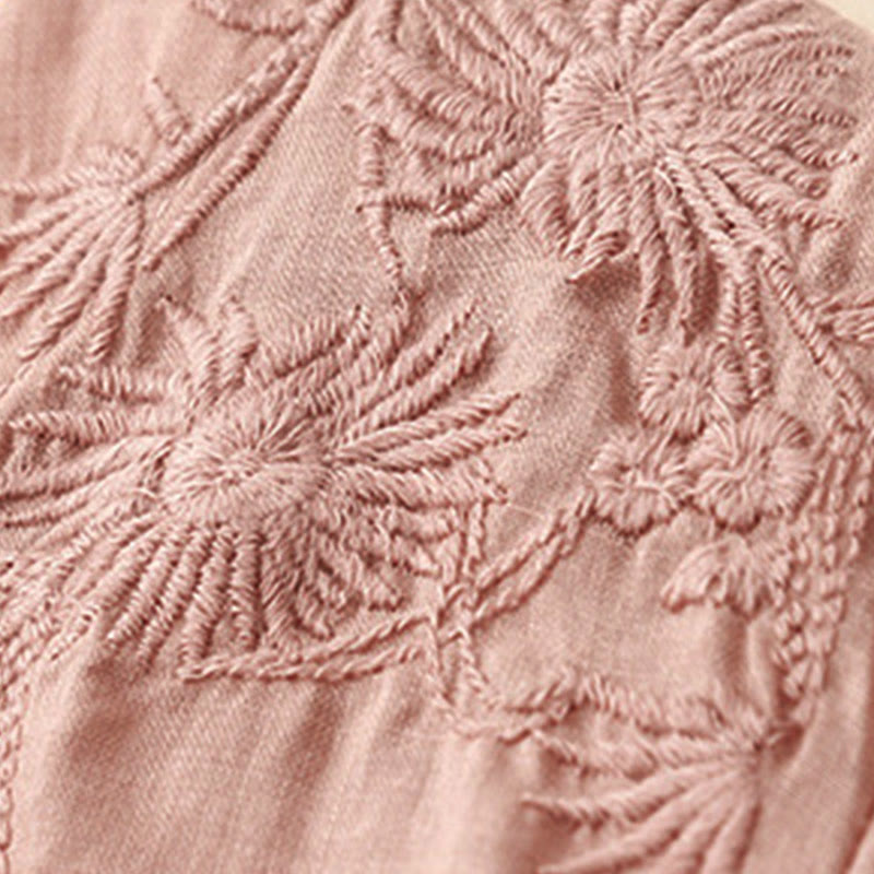 Chemise femme en coton à manches trois-quarts et boutons brodés sur le devant, motif Buddha Stones  - image 26