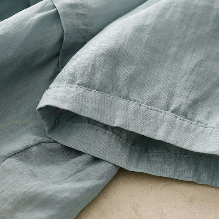 Chemise femme en coton à manches trois-quarts et boutons brodés sur le devant, motif Buddha Stones  - image 2