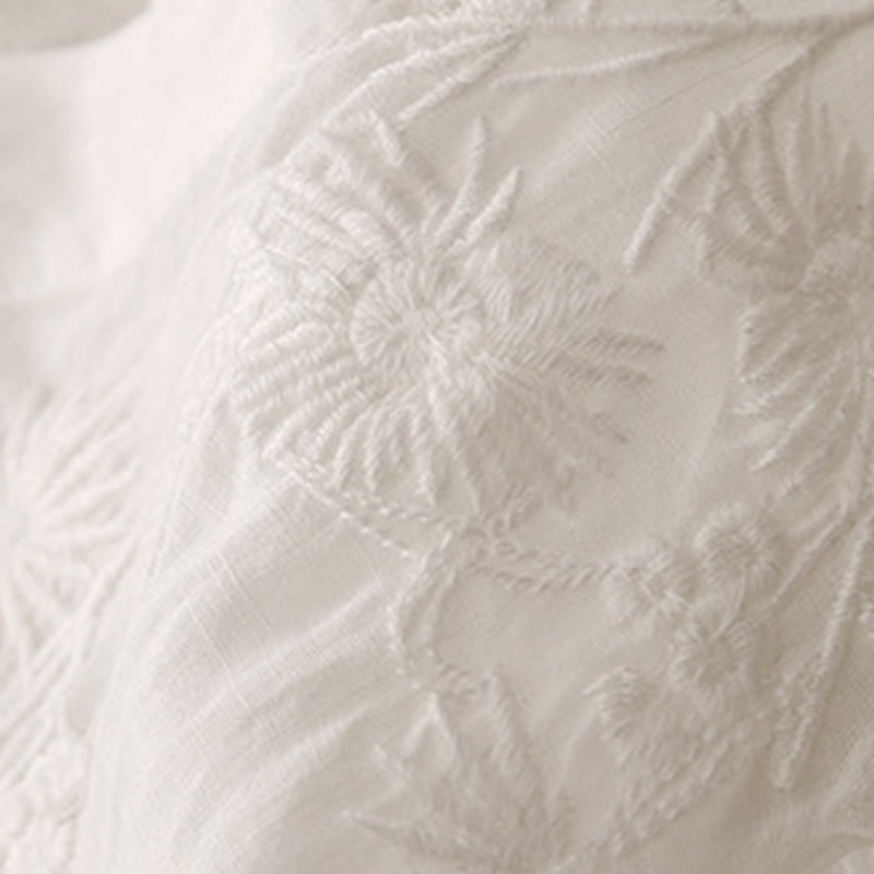 Chemise femme en coton à manches trois-quarts et boutons brodés sur le devant, motif Buddha Stones  - image 8