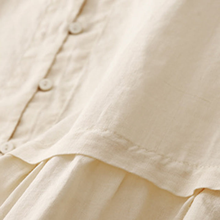 Chemise femme en coton à manches trois-quarts et boutons brodés sur le devant, motif Buddha Stones  - image 18