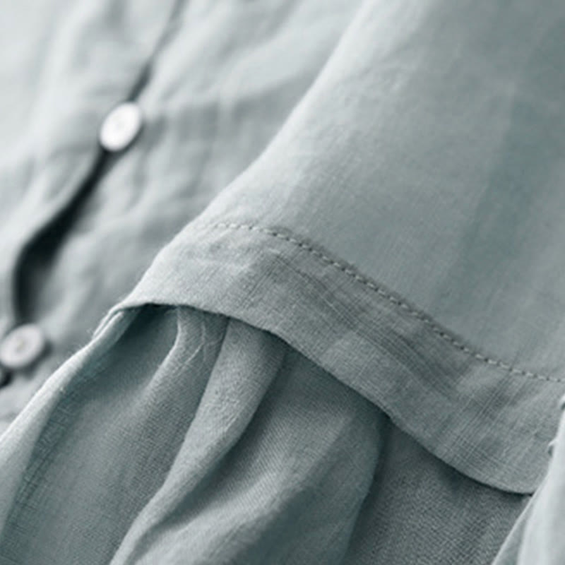 Chemise femme en coton à manches trois-quarts et boutons brodés sur le devant, motif Buddha Stones  - image 4