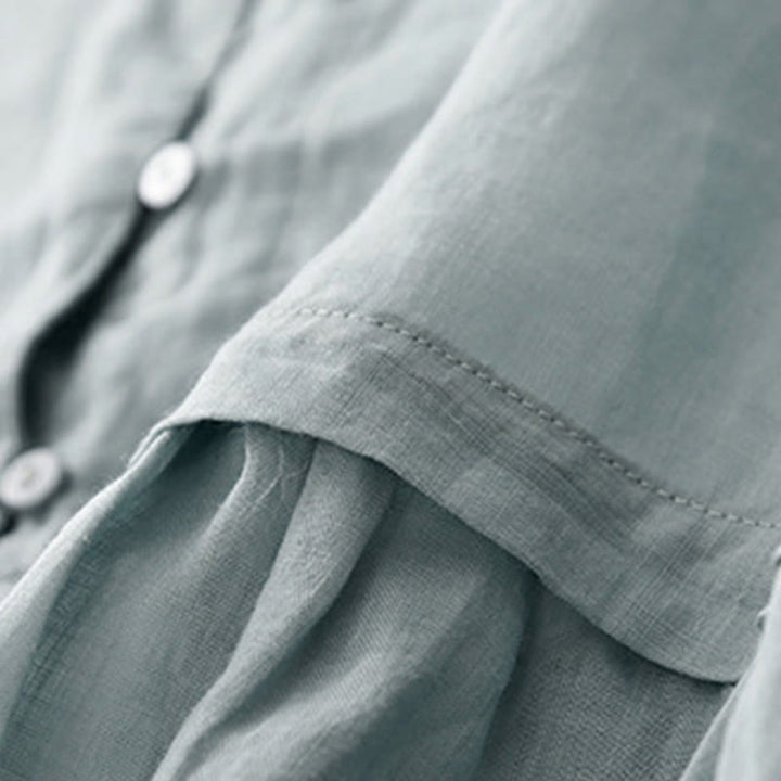 Chemise femme en coton à manches trois-quarts et boutons brodés sur le devant, motif Buddha Stones  - image 4