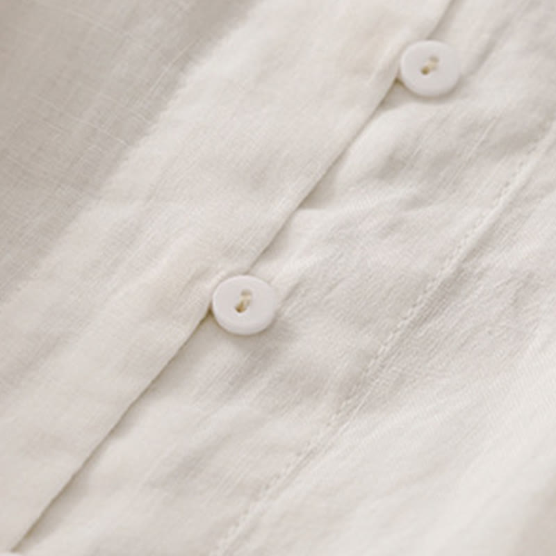 Chemise femme en coton à manches trois-quarts et boutons brodés sur le devant, motif Buddha Stones  - image 9