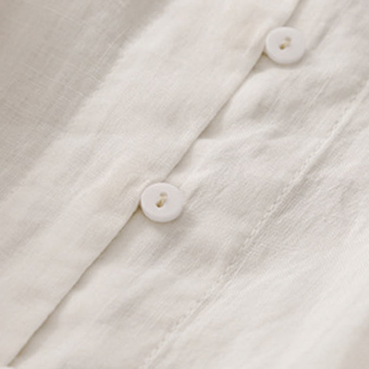 Chemise femme en coton à manches trois-quarts et boutons brodés sur le devant, motif Buddha Stones  - image 9