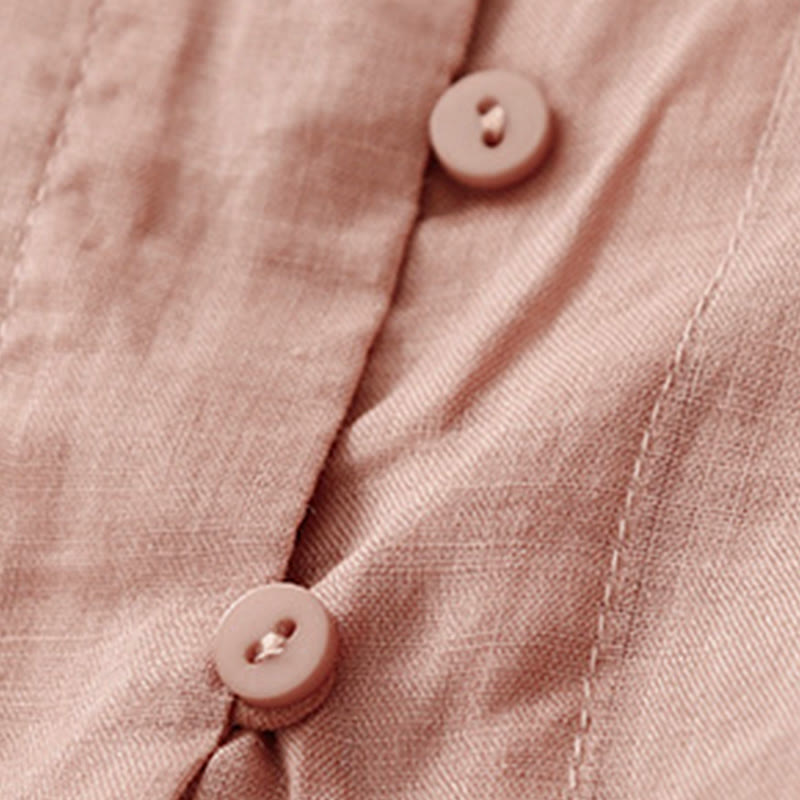 Chemise femme en coton à manches trois-quarts et boutons brodés sur le devant, motif Buddha Stones  - image 25