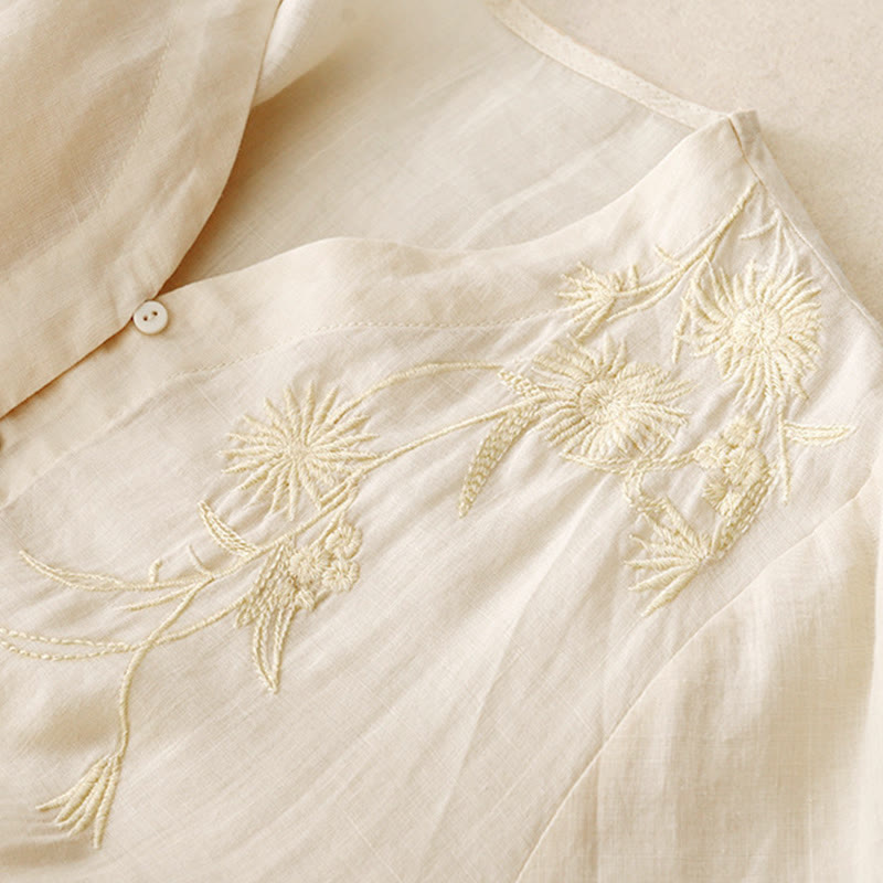 Chemise femme en coton à manches trois-quarts et boutons brodés sur le devant, motif Buddha Stones  - image 13