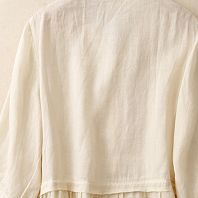 Chemise femme en coton à manches trois-quarts et boutons brodés sur le devant, motif Buddha Stones  - image 15