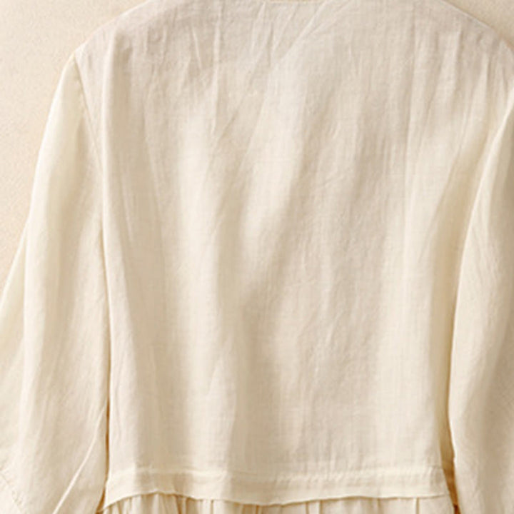 Chemise femme en coton à manches trois-quarts et boutons brodés sur le devant, motif Buddha Stones  - image 15