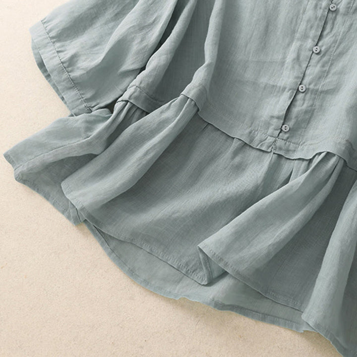 Chemise femme en coton à manches trois-quarts et boutons brodés sur le devant, motif Buddha Stones  - image 5