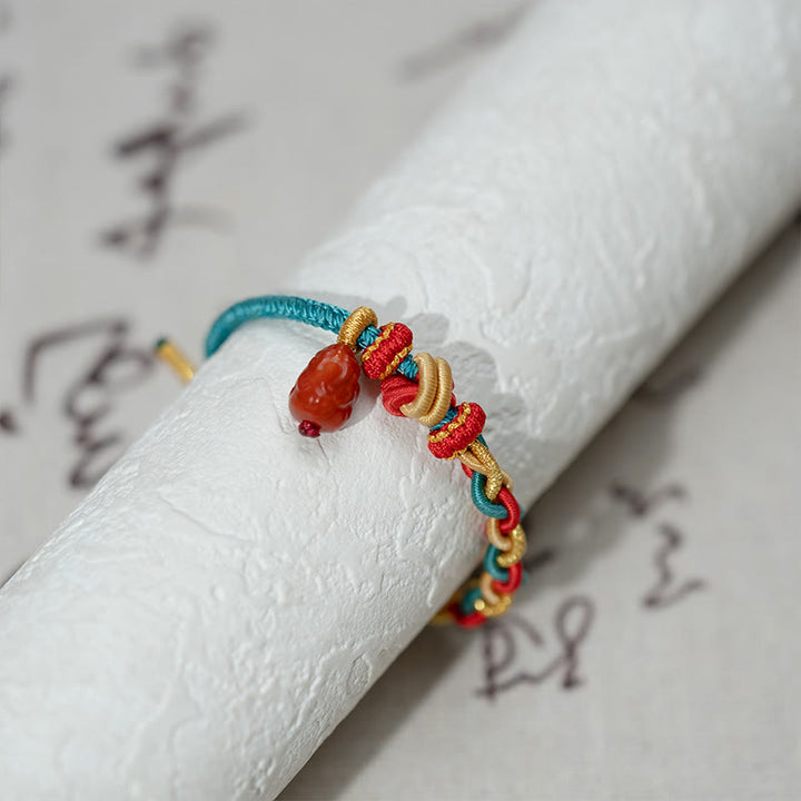 Bracelet tressé à quatre brins en agate rouge naturelle Pixiu de Buddha Stones - image 3